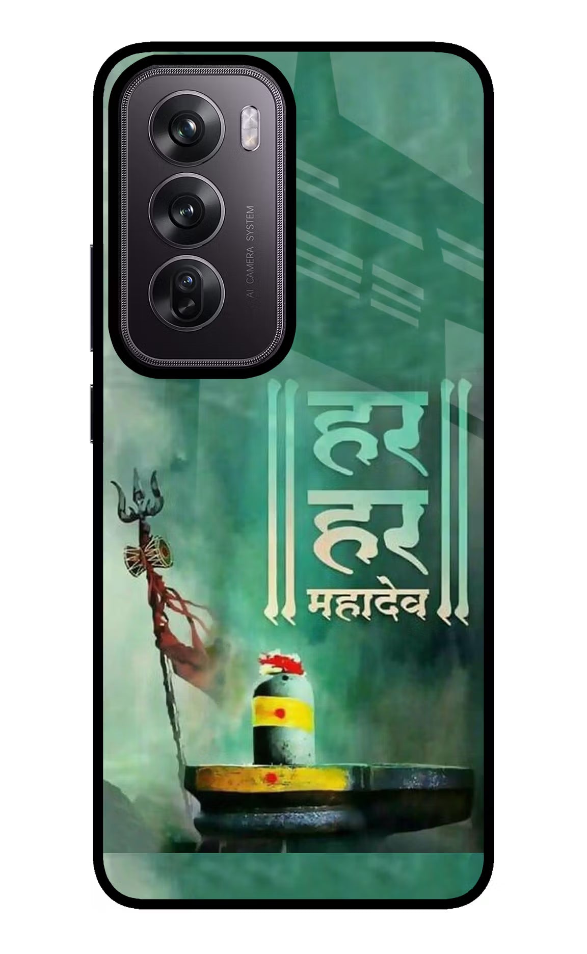 Har Har Mahadev Shivling Oppo Reno12 Pro 5G Glass Case Back Cover by Casekaro
