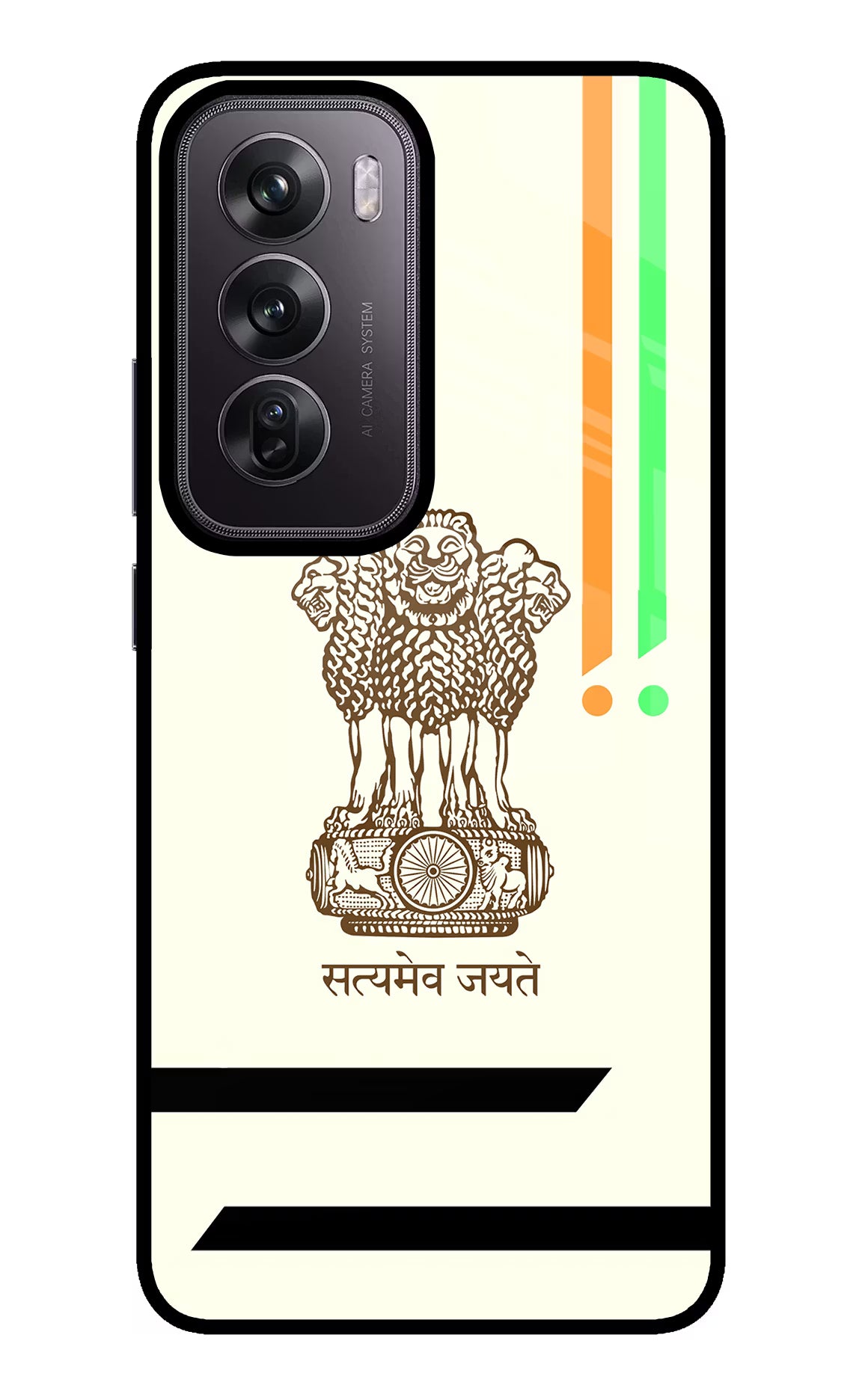 Satyamev Jayate Brown Logo Oppo Reno12 Pro 5G Glass Case Back Cover by Casekaro