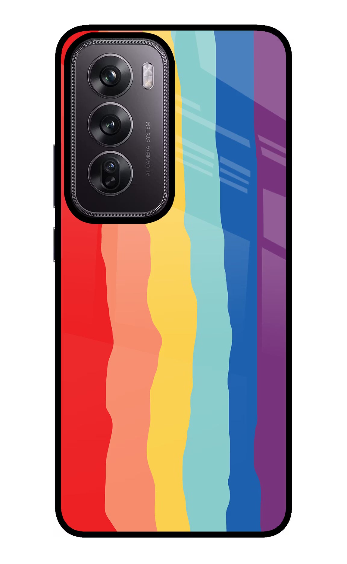 Rainbow Oppo Reno12 Pro 5G Glass Case Back Cover by Casekaro
