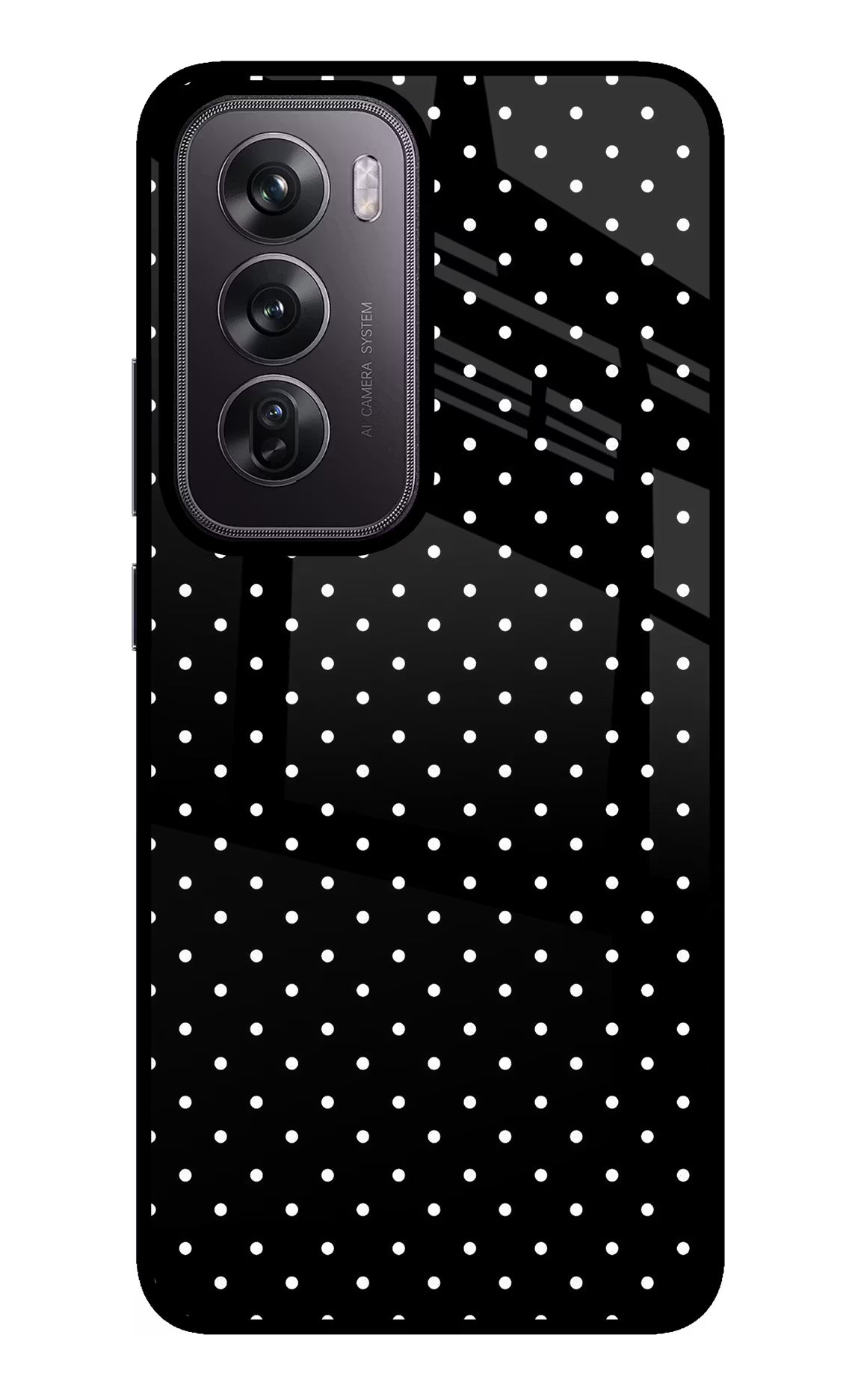 White Dots Oppo Reno12 Pro 5G Glass Case Back Cover by Casekaro