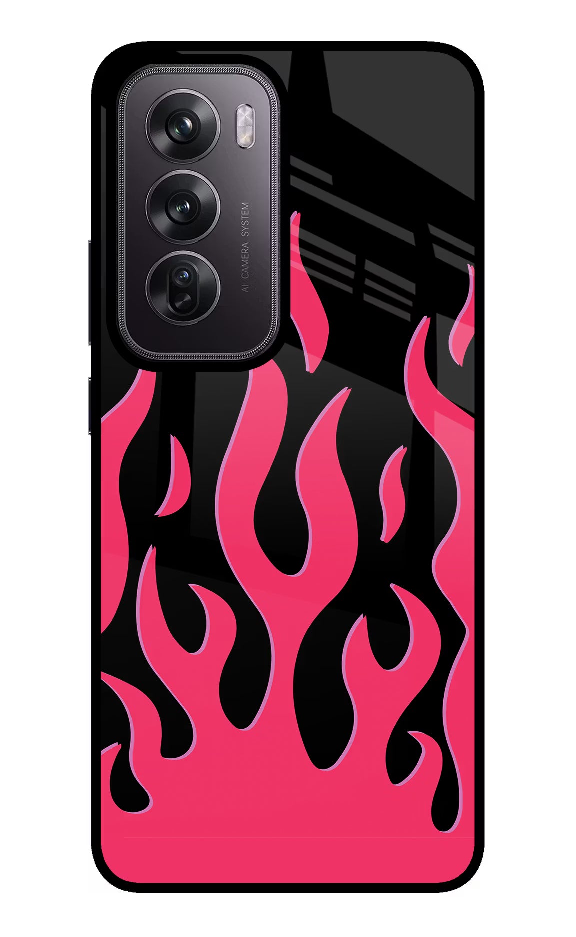 Fire Flames Oppo Reno12 Pro 5G Glass Case Back Cover by Casekaro