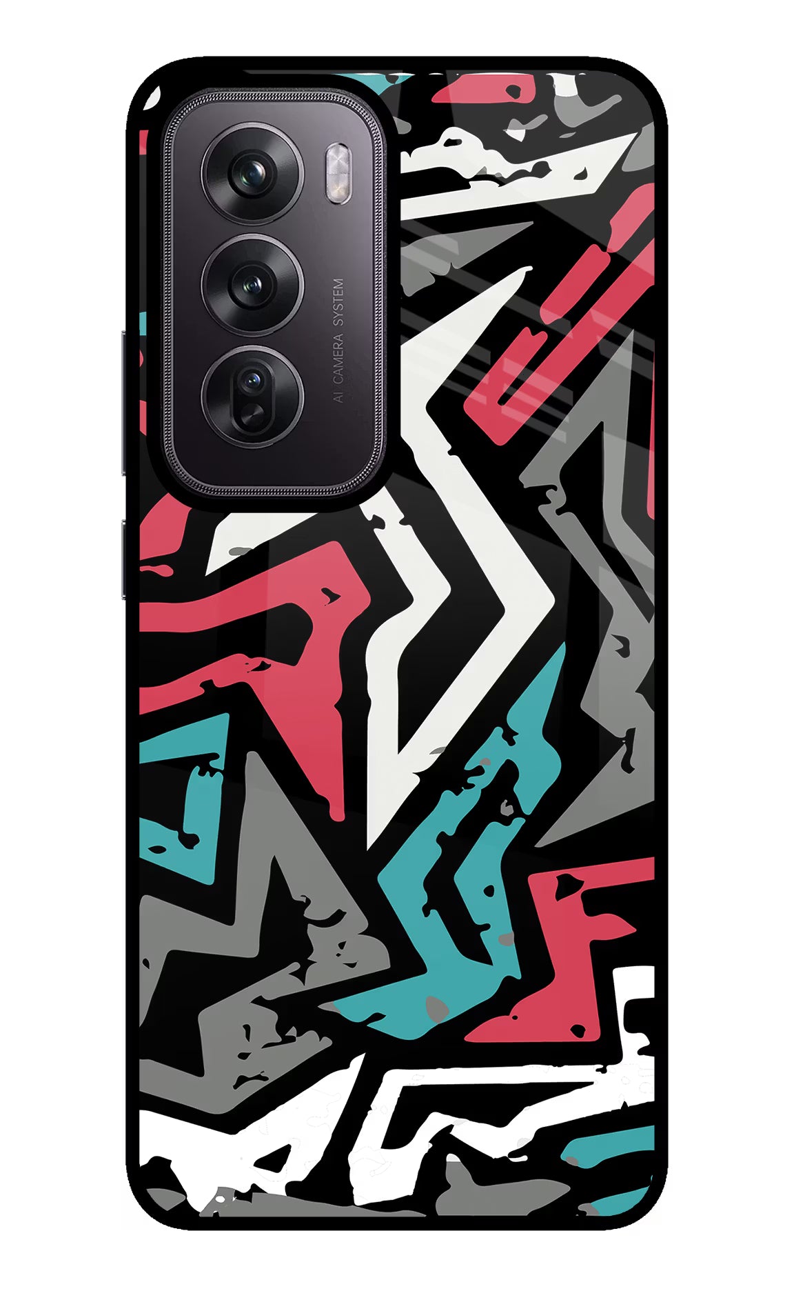 Geometric Graffiti Oppo Reno12 Pro 5G Glass Case Back Cover by Casekaro