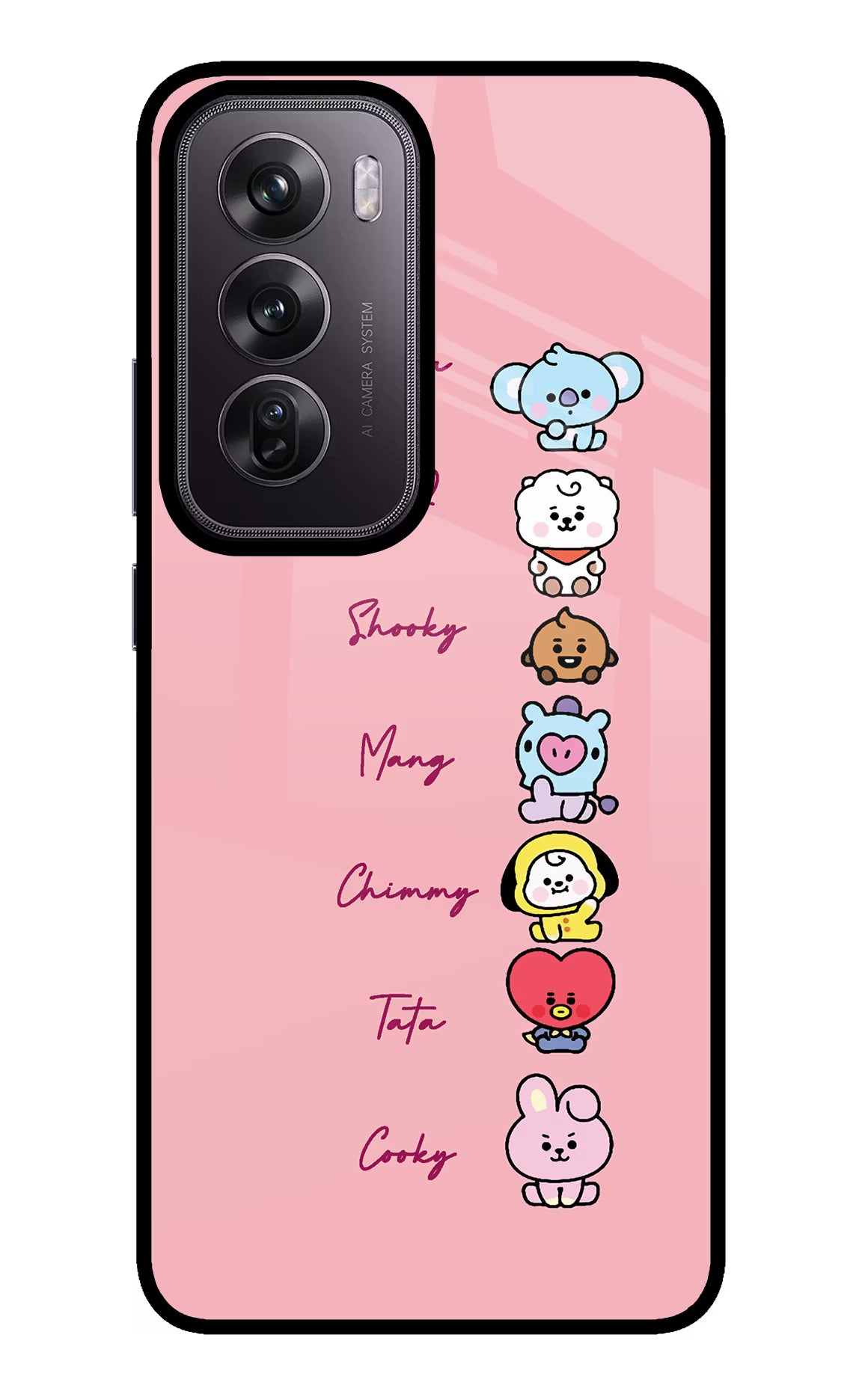 BTS names Oppo Reno12 Pro 5G Glass Case Back Cover by Casekaro