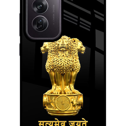 Satyamev Jayate Golden Oppo Reno12 Pro 5G Glass Case