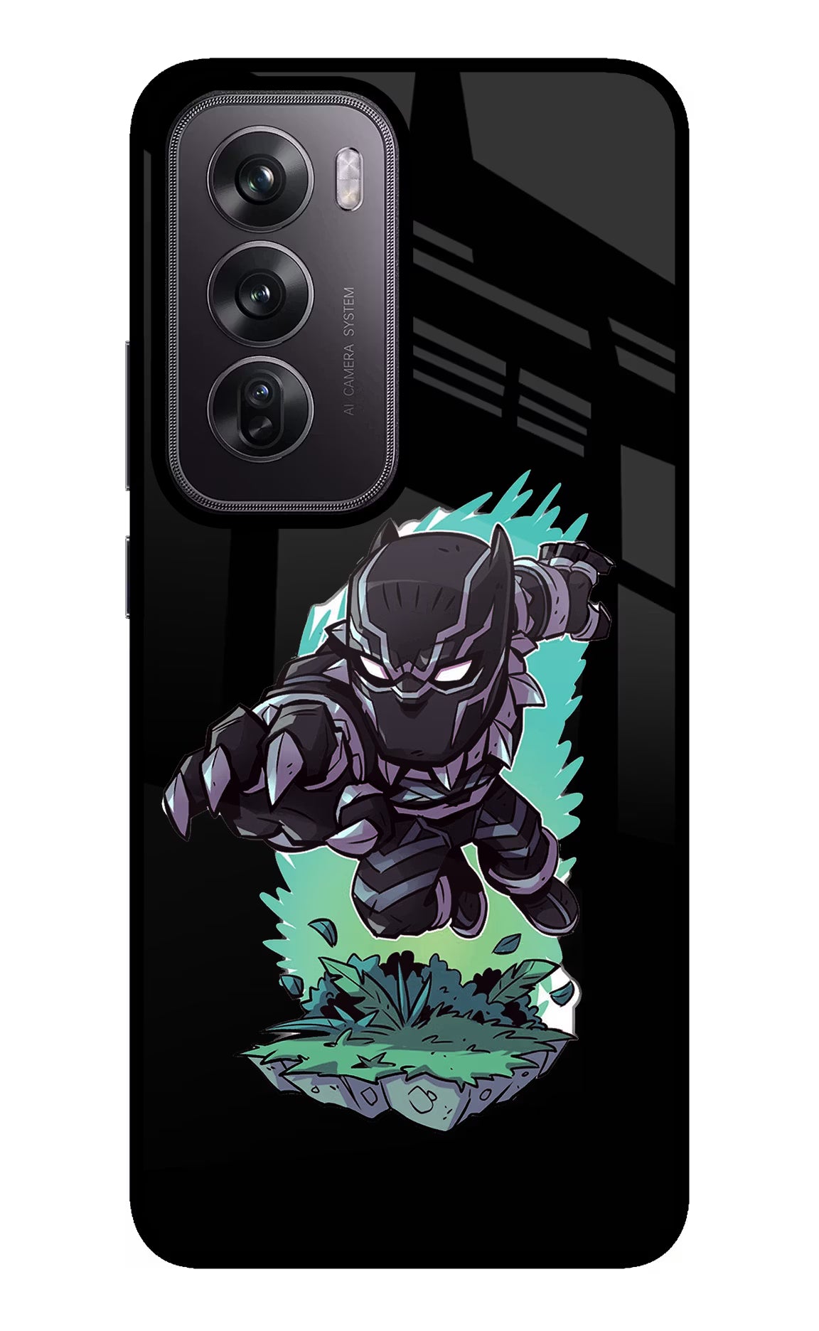 Black Panther Oppo Reno12 Pro 5G Glass Case Back Cover by Casekaro