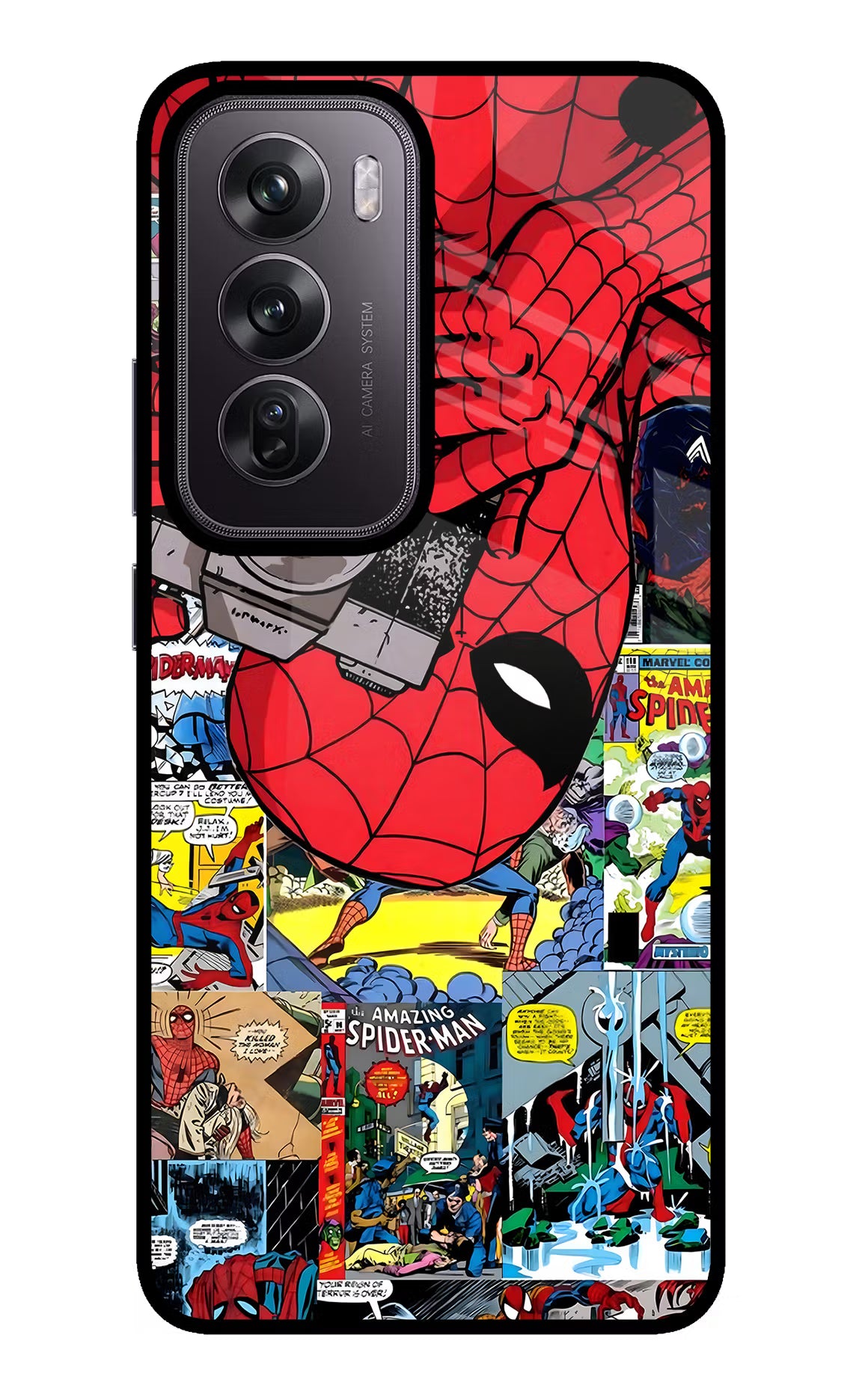 Spider Man Oppo Reno12 Pro 5G Glass Case Back Cover by Casekaro