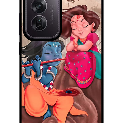 Radhe Krishna Oppo Reno12 Pro 5G Glass Case Back Cover by Casekaro