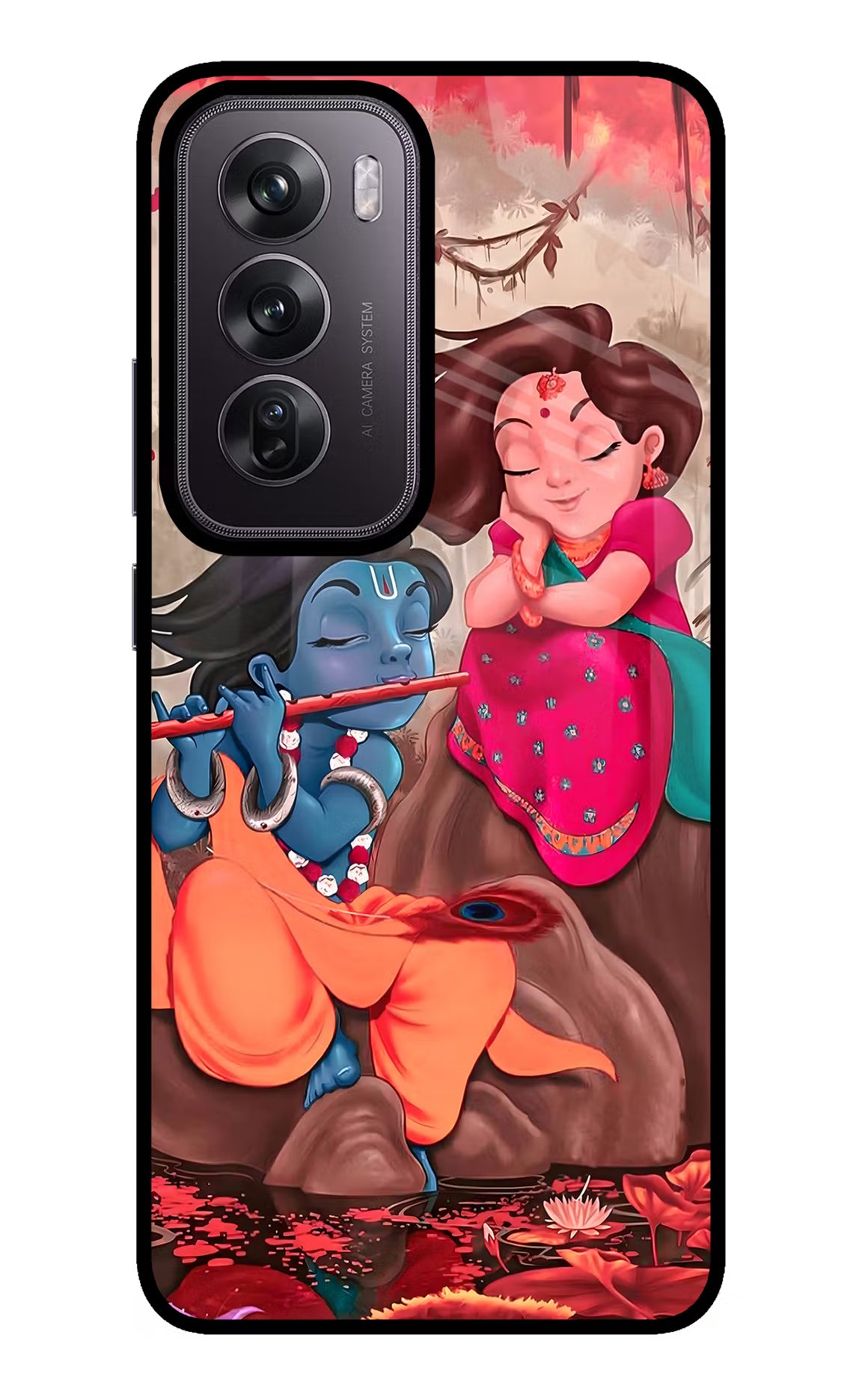 Radhe Krishna Oppo Reno12 Pro 5G Glass Case Back Cover by Casekaro