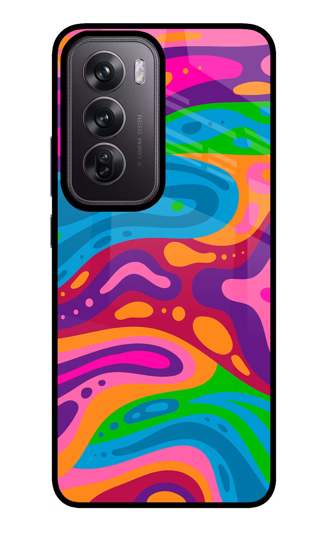 Trippy Pattern Oppo Reno12 Pro 5G Glass Case Back Cover by Casekaro