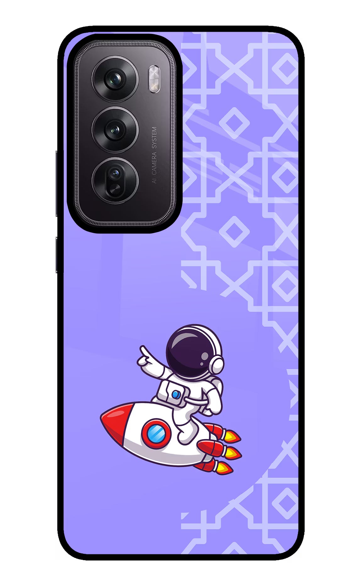 Cute Astronaut Oppo Reno12 Pro 5G Glass Case Back Cover by Casekaro