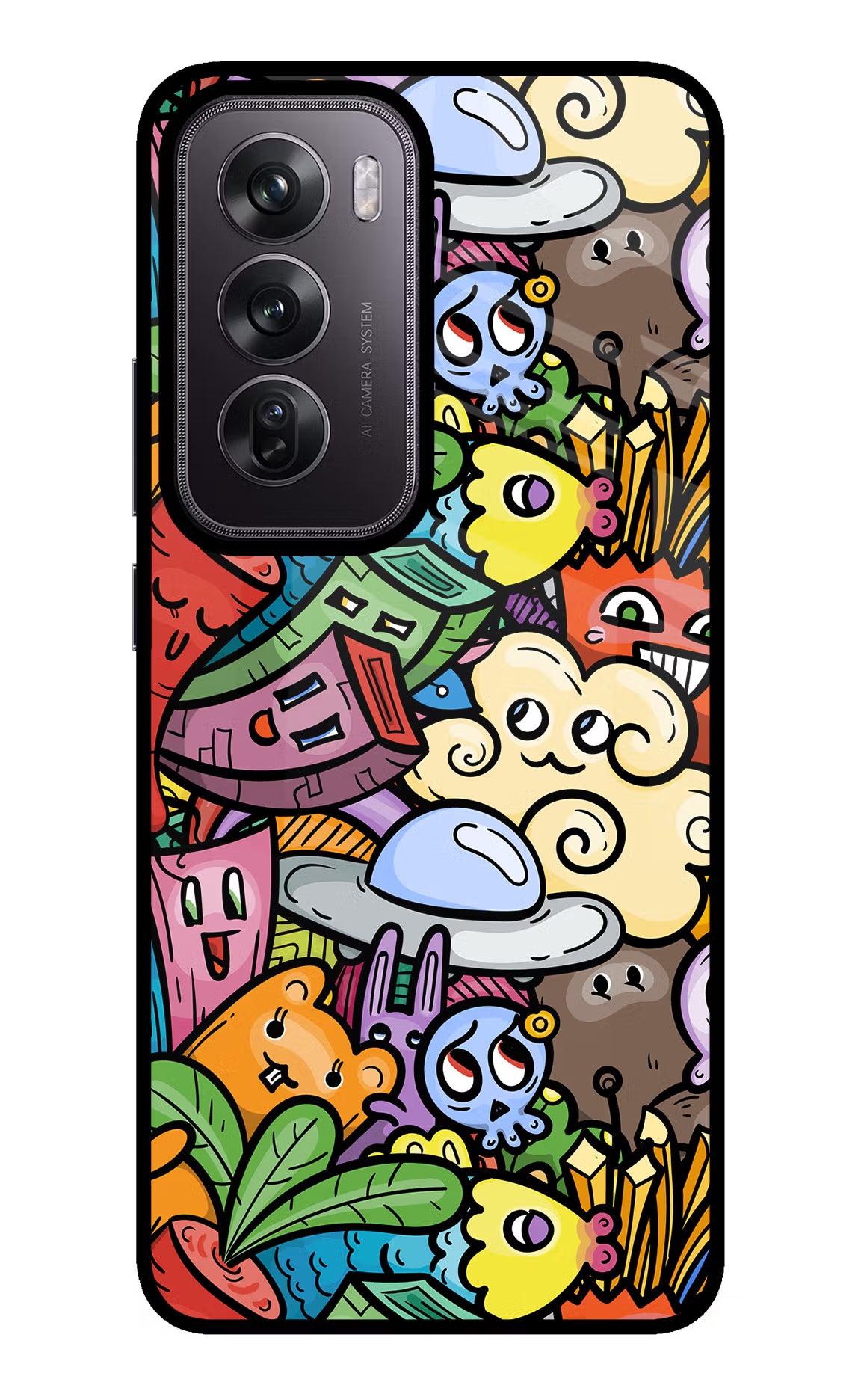 Veggie Doodle Oppo Reno12 Pro 5G Glass Case Back Cover by Casekaro