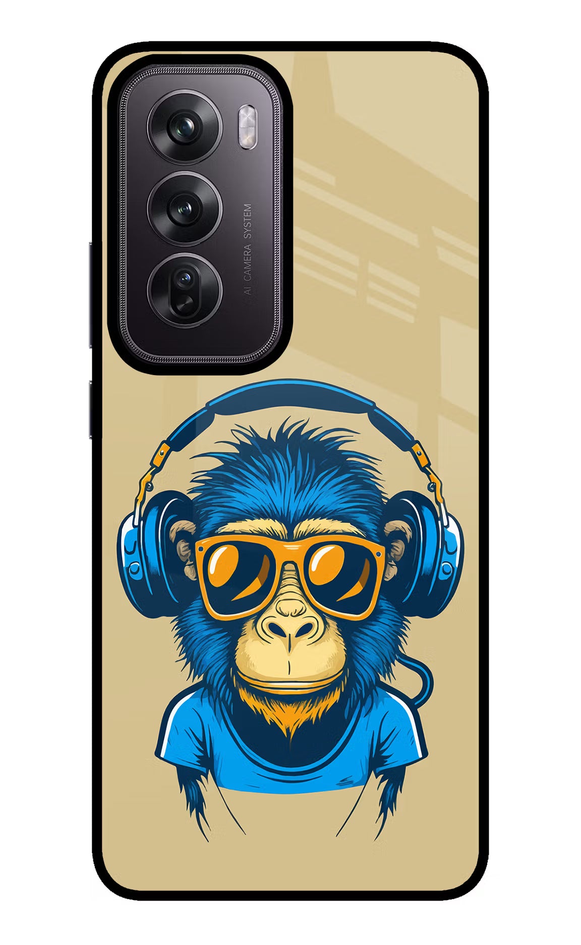 Monkey Headphone Oppo Reno12 Pro 5G Glass Case Back Cover by Casekaro
