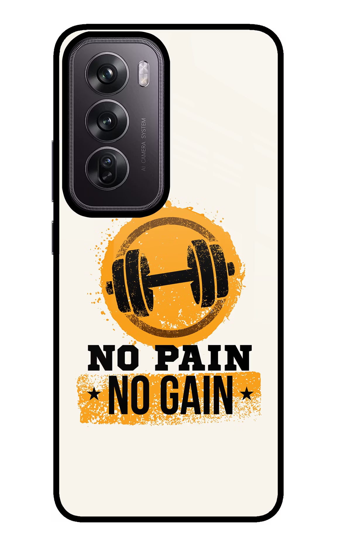 No Pain No Gain Oppo Reno12 Pro 5G Glass Case Back Cover by Casekaro