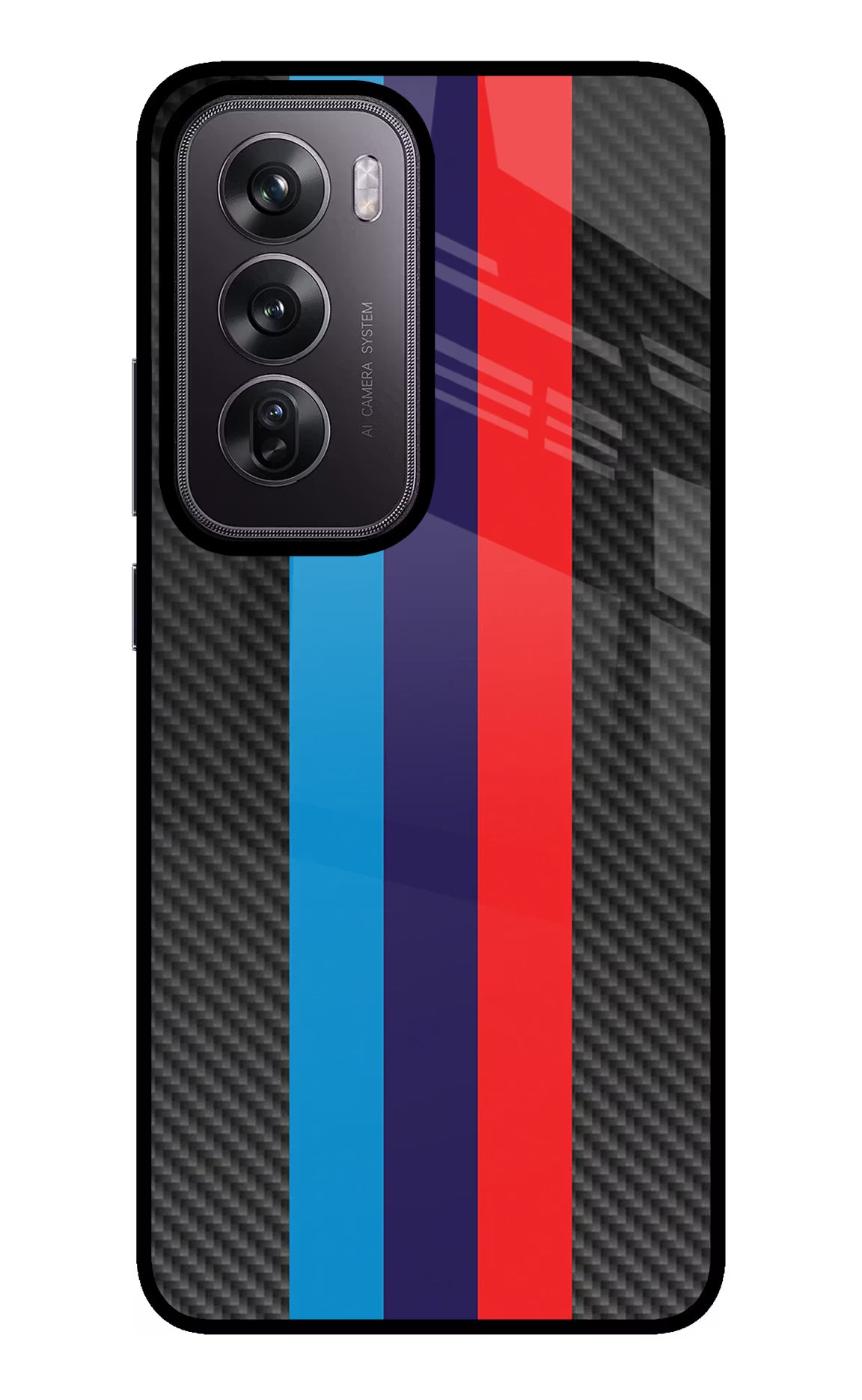 BMW Stripes Pattern Oppo Reno12 Pro 5G Glass Case Back Cover by Casekaro