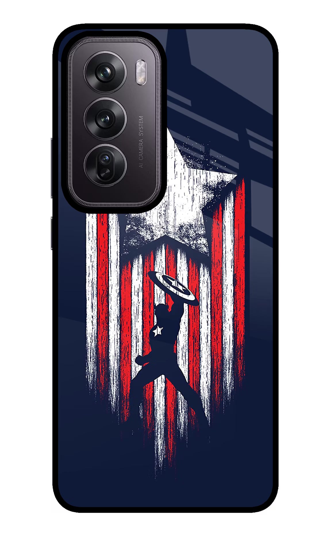 Captain America Marvel Art Oppo Reno12 Pro 5G Glass Case Back Cover by Casekaro