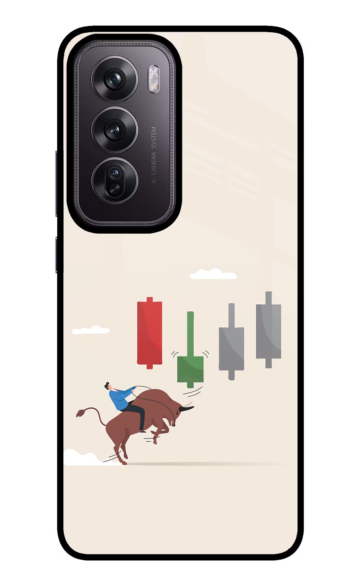 Bull Trading Momentum Oppo Reno12 Pro 5G Glass Case Back Cover by Casekaro