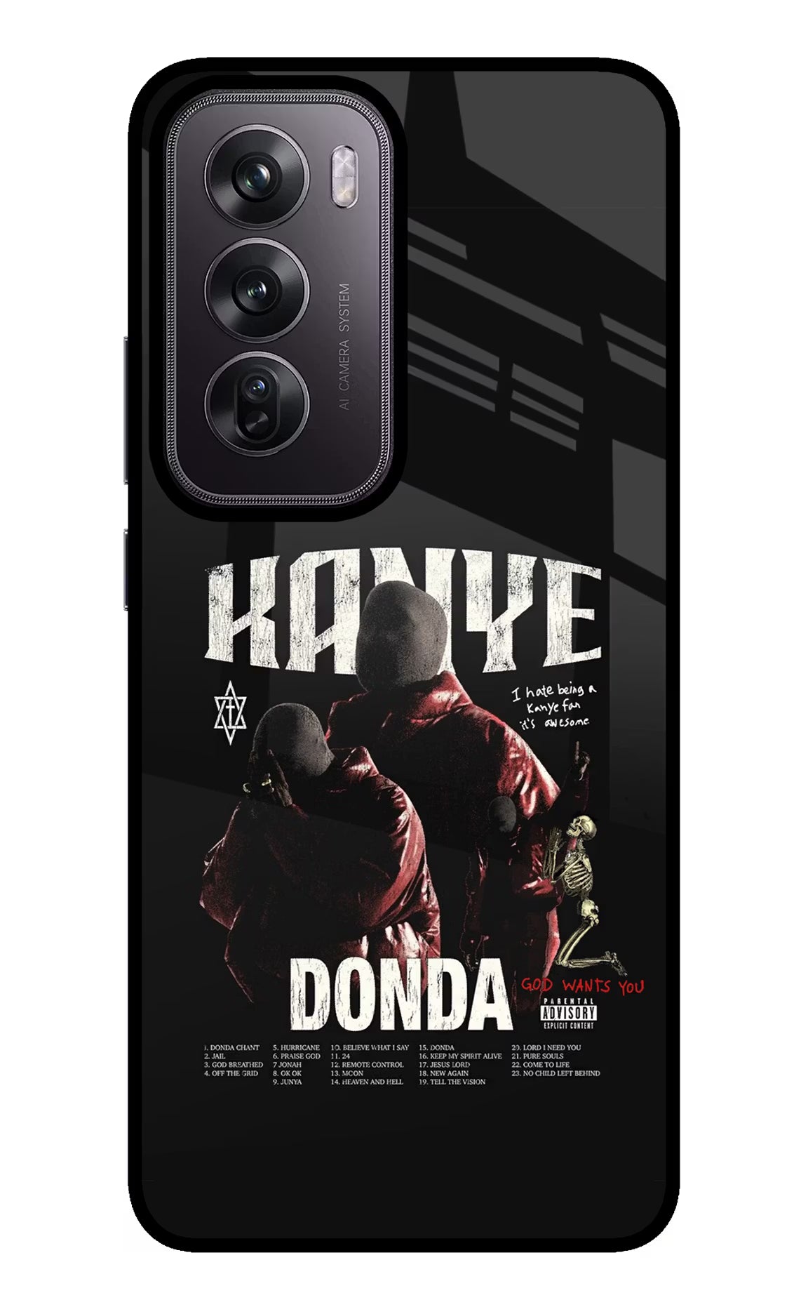Donda Kanye West Oppo Reno12 Pro 5G Glass Case Back Cover by Casekaro