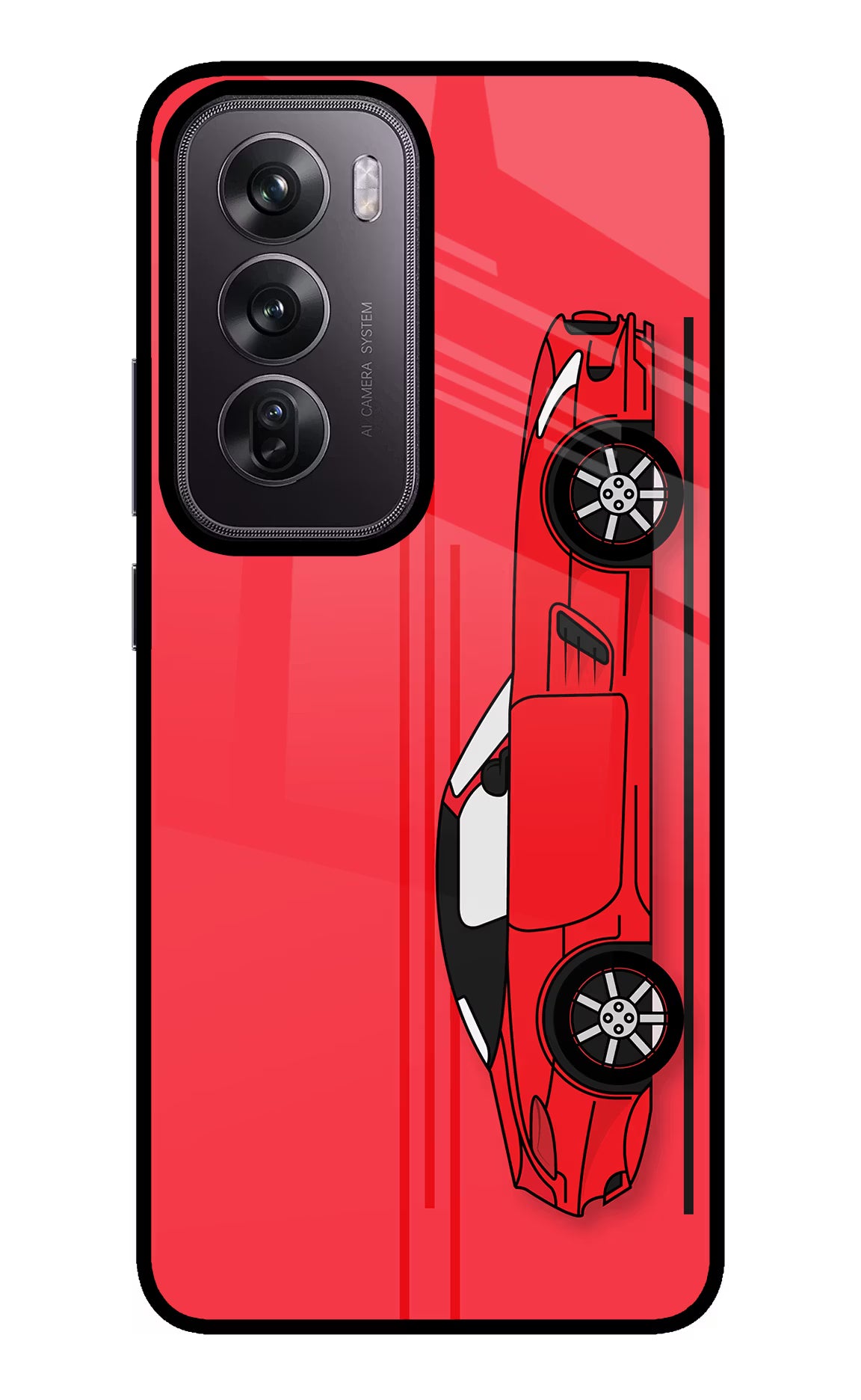 Red Velocity Oppo Reno12 Pro 5G Glass Case Back Cover by Casekaro