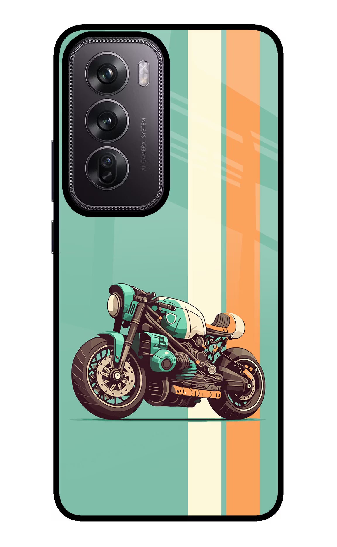 Striped Moto Drift Oppo Reno12 Pro 5G Glass Case Back Cover by Casekaro