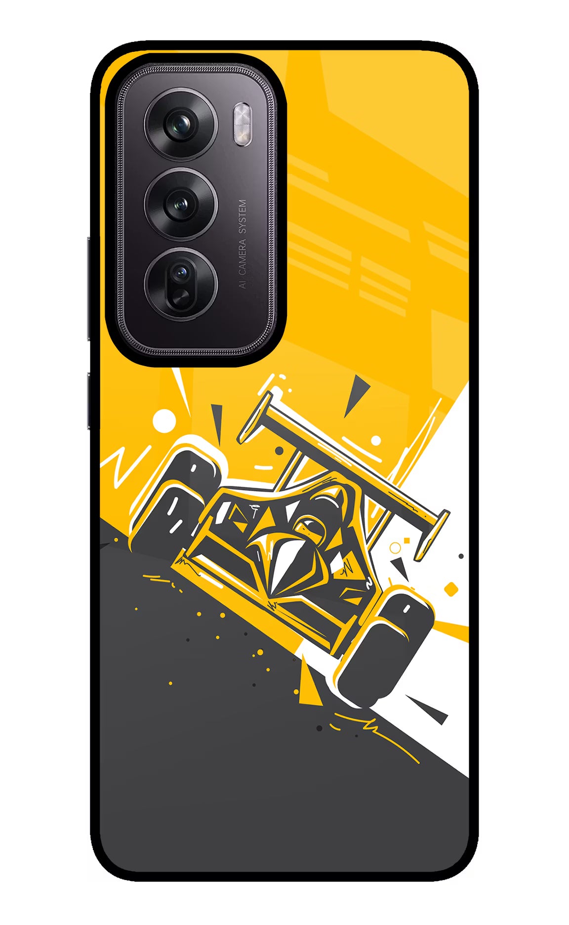 Track King Oppo Reno12 Pro 5G Glass Case Back Cover by Casekaro