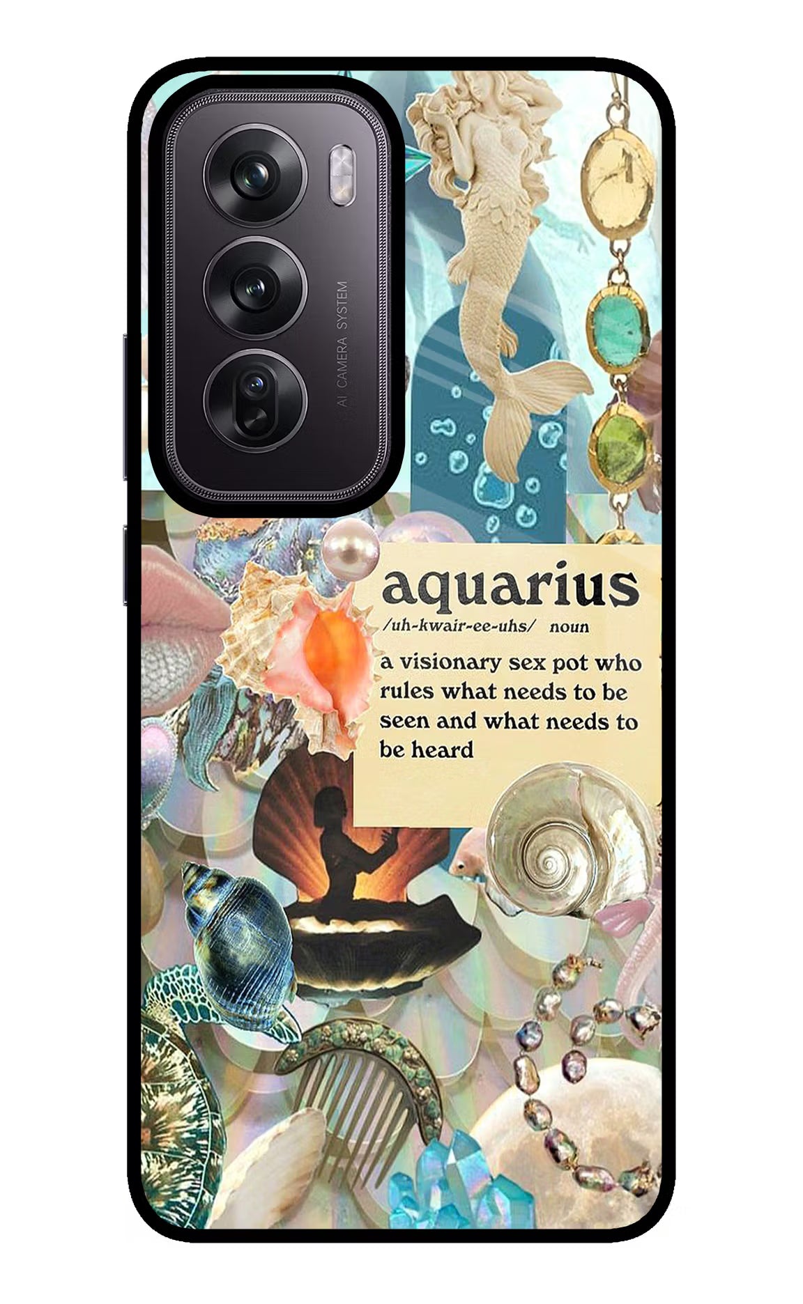 Aquarius Zodiac Oppo Reno12 Pro 5G Glass Case Back Cover by Casekaro