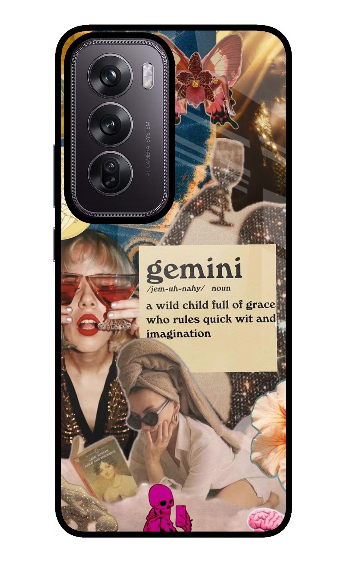 Gemini Zodiac Oppo Reno12 Pro 5G Glass Case Back Cover by Casekaro