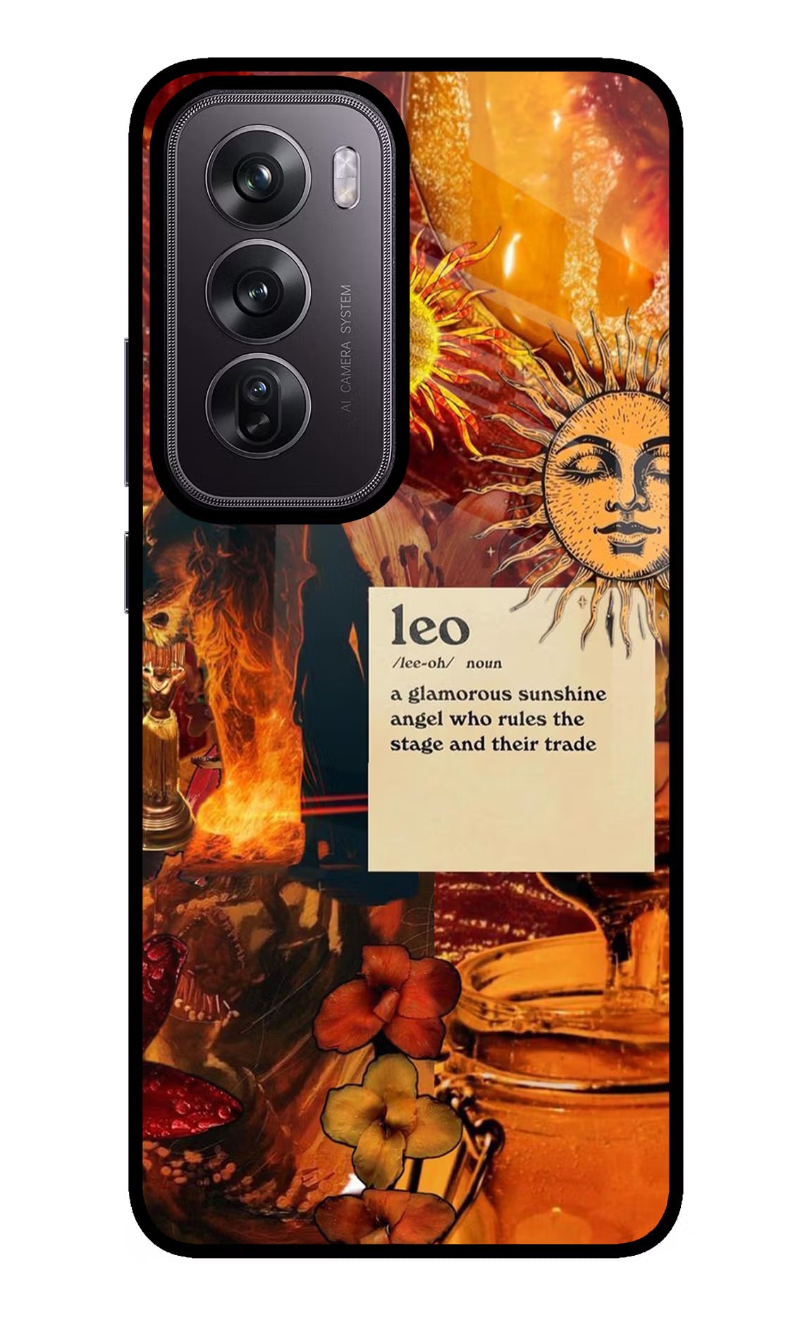 Leo Zodiac Oppo Reno12 Pro 5G Glass Case Back Cover by Casekaro