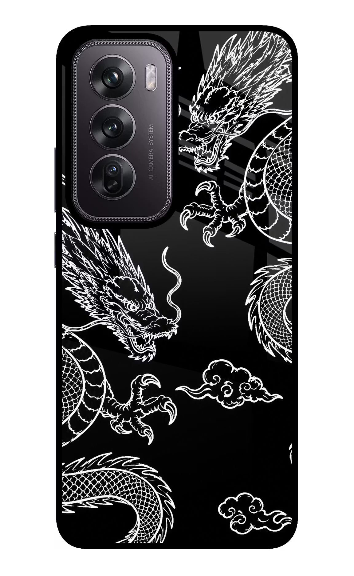 Twin Dragons Oppo Reno12 Pro 5G Glass Case Back Cover by Casekaro