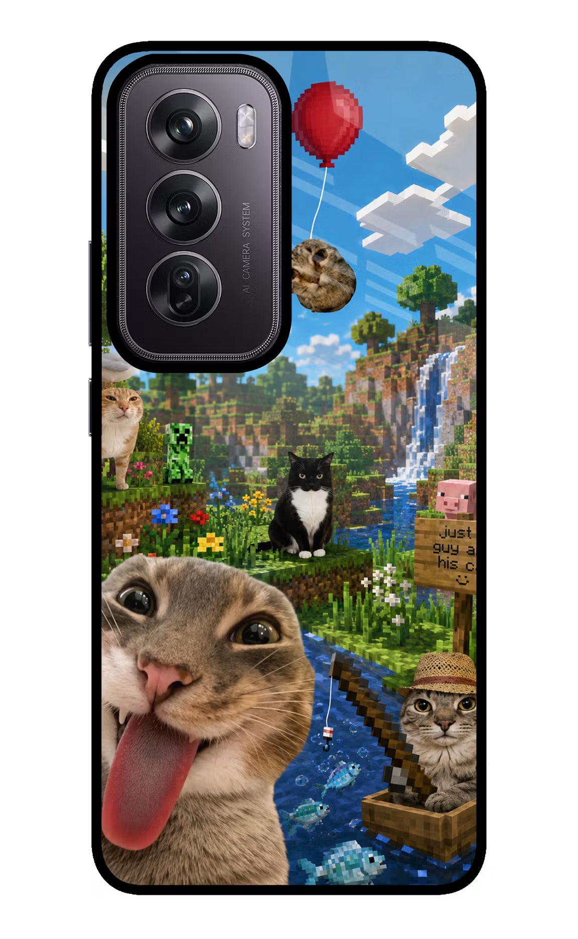 Minecraft Cat Chaos Oppo Reno12 Pro 5G Glass Case