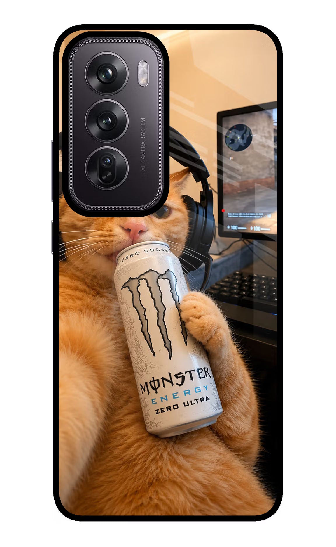 Gamer Cat Energy Oppo Reno12 Pro 5G Glass Case