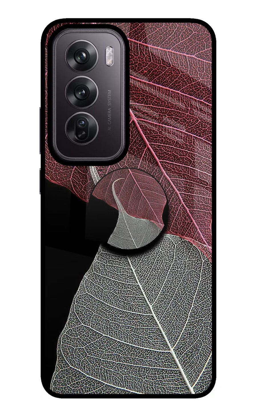 Leaf Pattern Oppo Reno12 Pro 5G Pop Case, Glass case