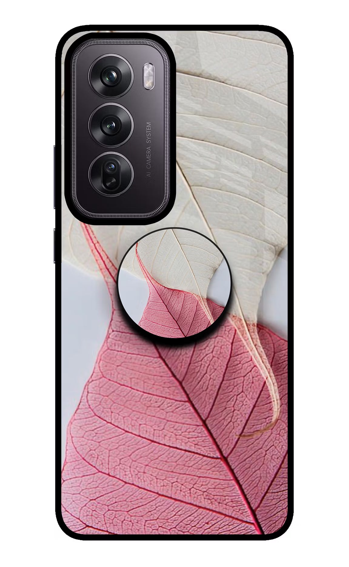 White Pink Leaf Oppo Reno12 Pro 5G Pop Case by Casekaro