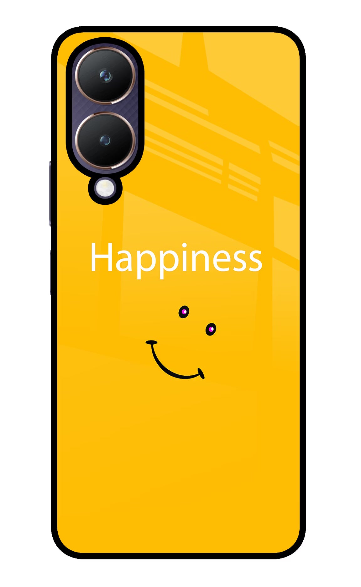 Happiness With Smiley Vivo Y28 5G Glass Case Back Cover by Casekaro