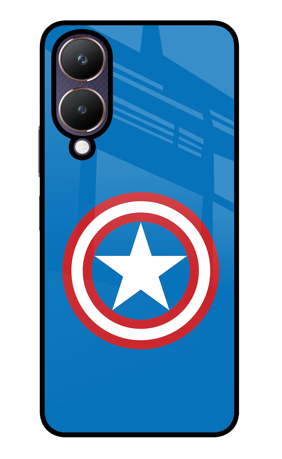 Captain America Logo Vivo Y28 5G Glass Case Back Cover by Casekaro