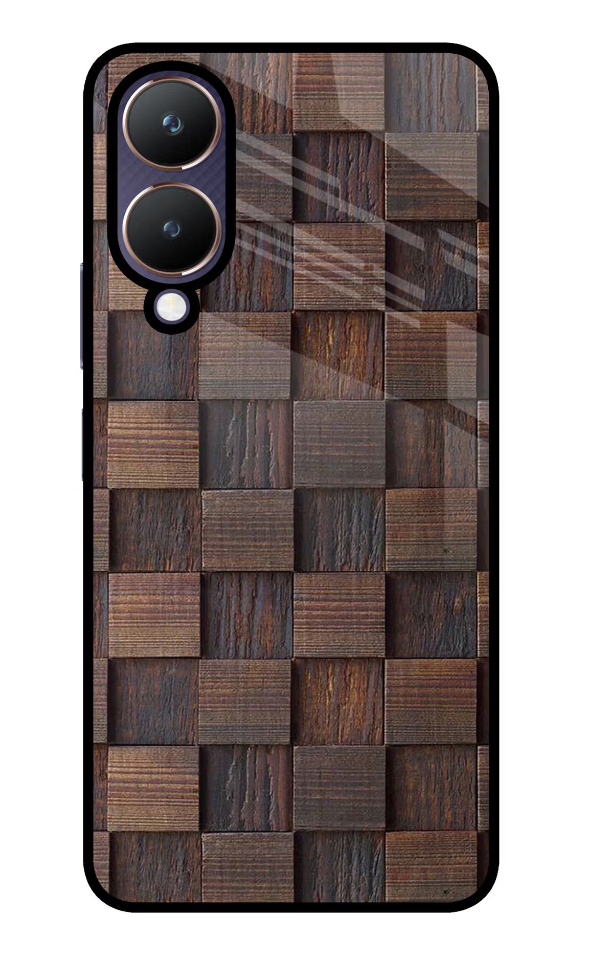 Wooden Cube Design Vivo Y28 5G Glass Case Back Cover by Casekaro