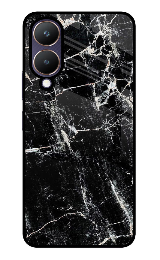 Black Marble Texture Vivo Y28 5G Glass Case