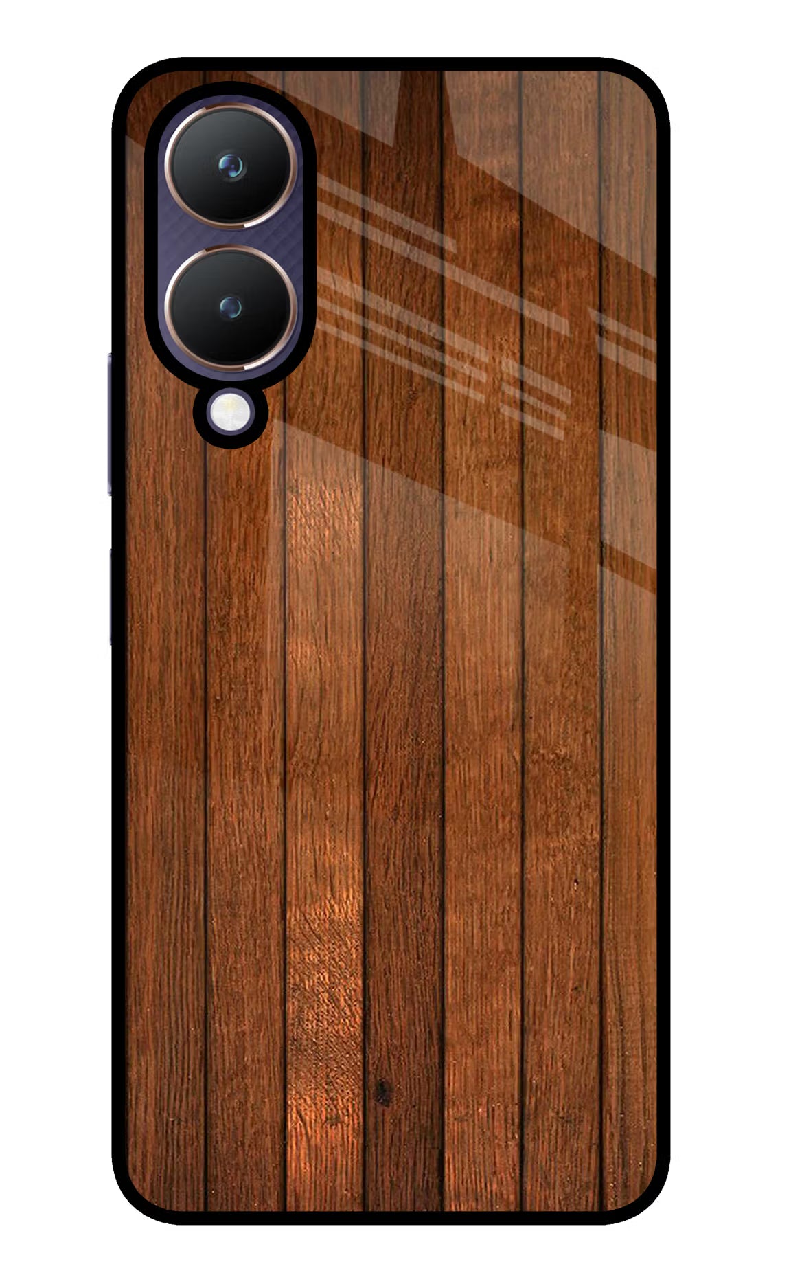Wooden Artwork Bands Vivo Y28 5G Glass Case