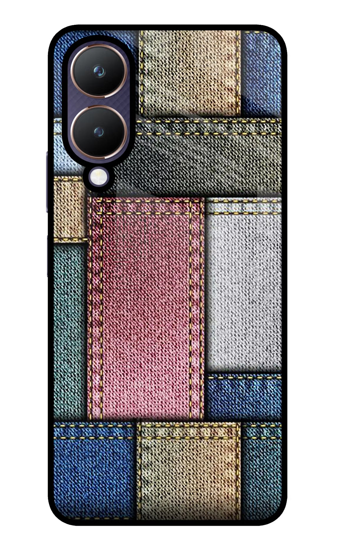 Multicolor Jeans Vivo Y28 5G Glass Case Back Cover by Casekaro