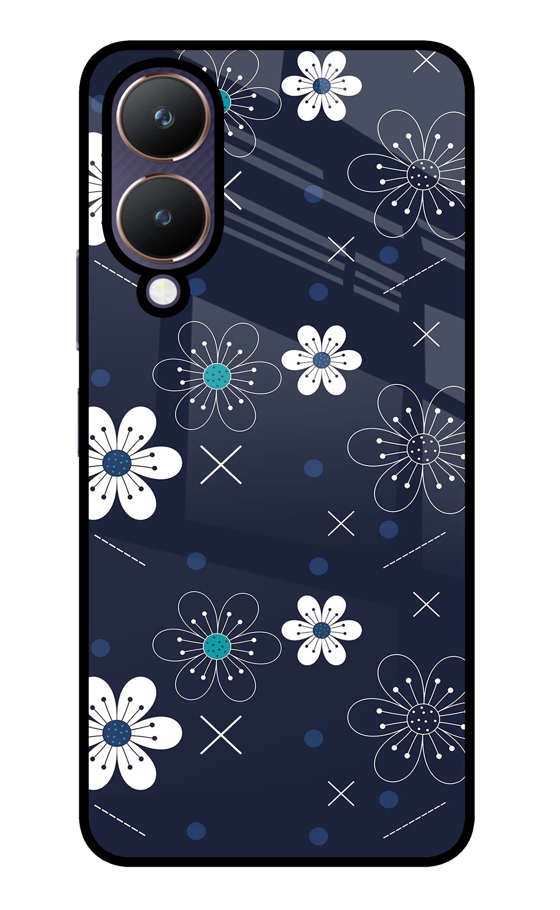 Flowers Vivo Y28 5G Glass Case