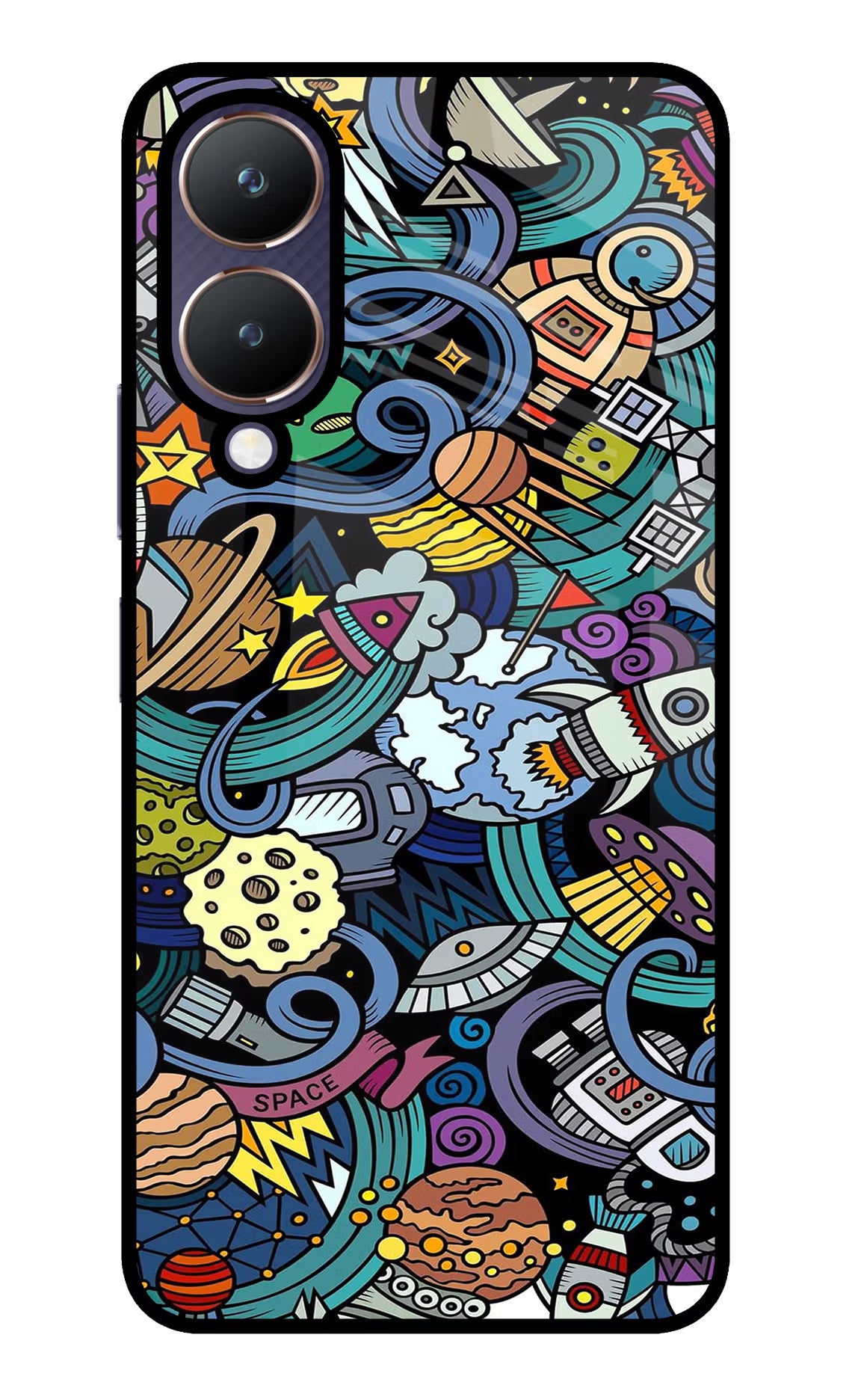 Space Abstract Vivo Y28 5G Glass Case Back Cover by Casekaro