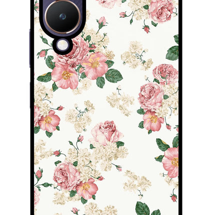 Flowers Vivo Y28 5G Glass Case Back Cover by Casekaro
