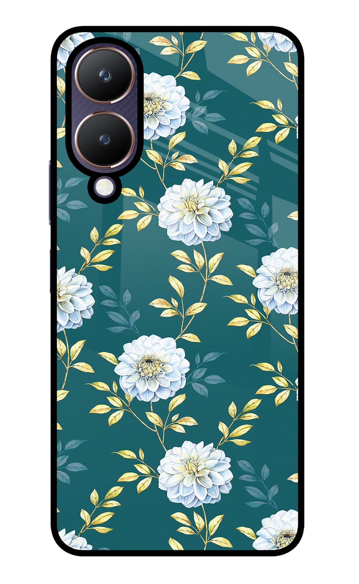 Flowers Vivo Y28 5G Glass Case Back Cover by Casekaro