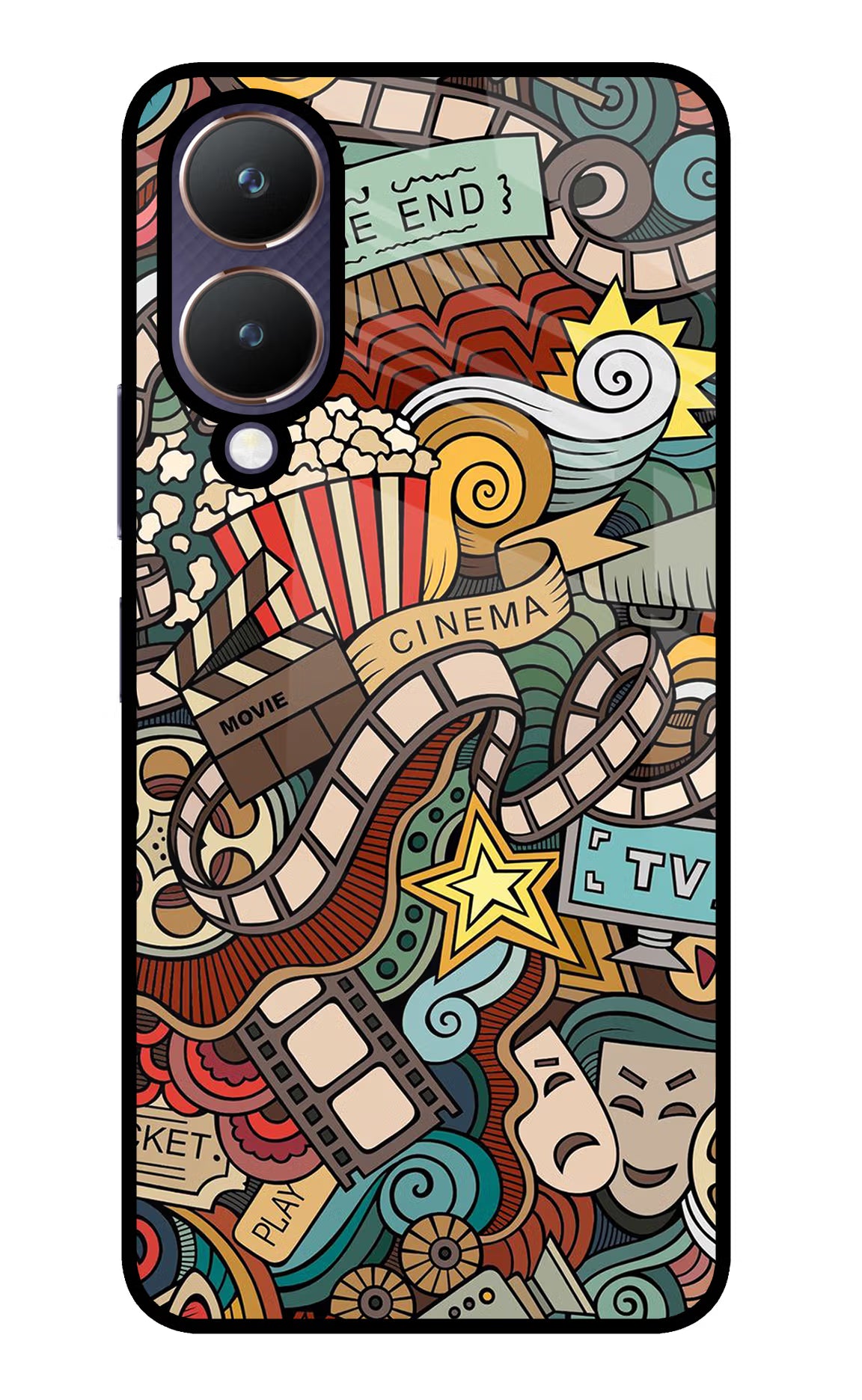 Cinema Abstract Vivo Y28 5G Glass Case Back Cover by Casekaro