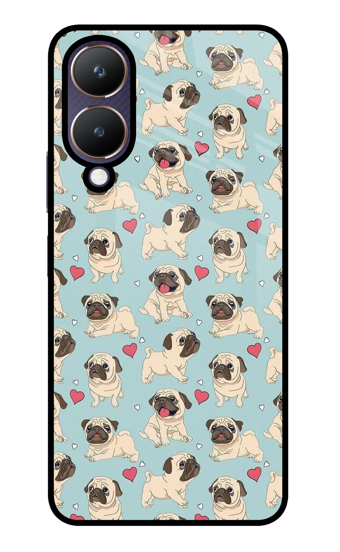 Pug Dog Vivo Y28 5G Glass Case Back Cover by Casekaro