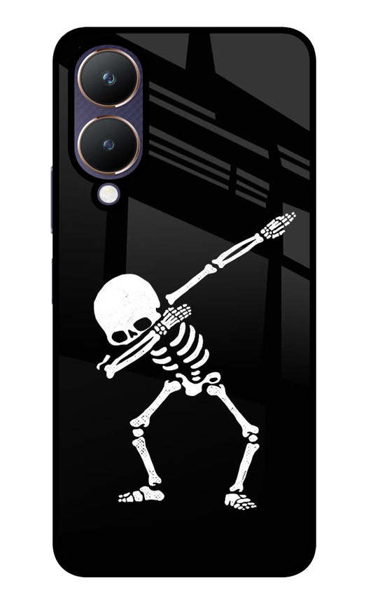 Dabbing Skeleton Art Vivo Y28 5G Glass Case