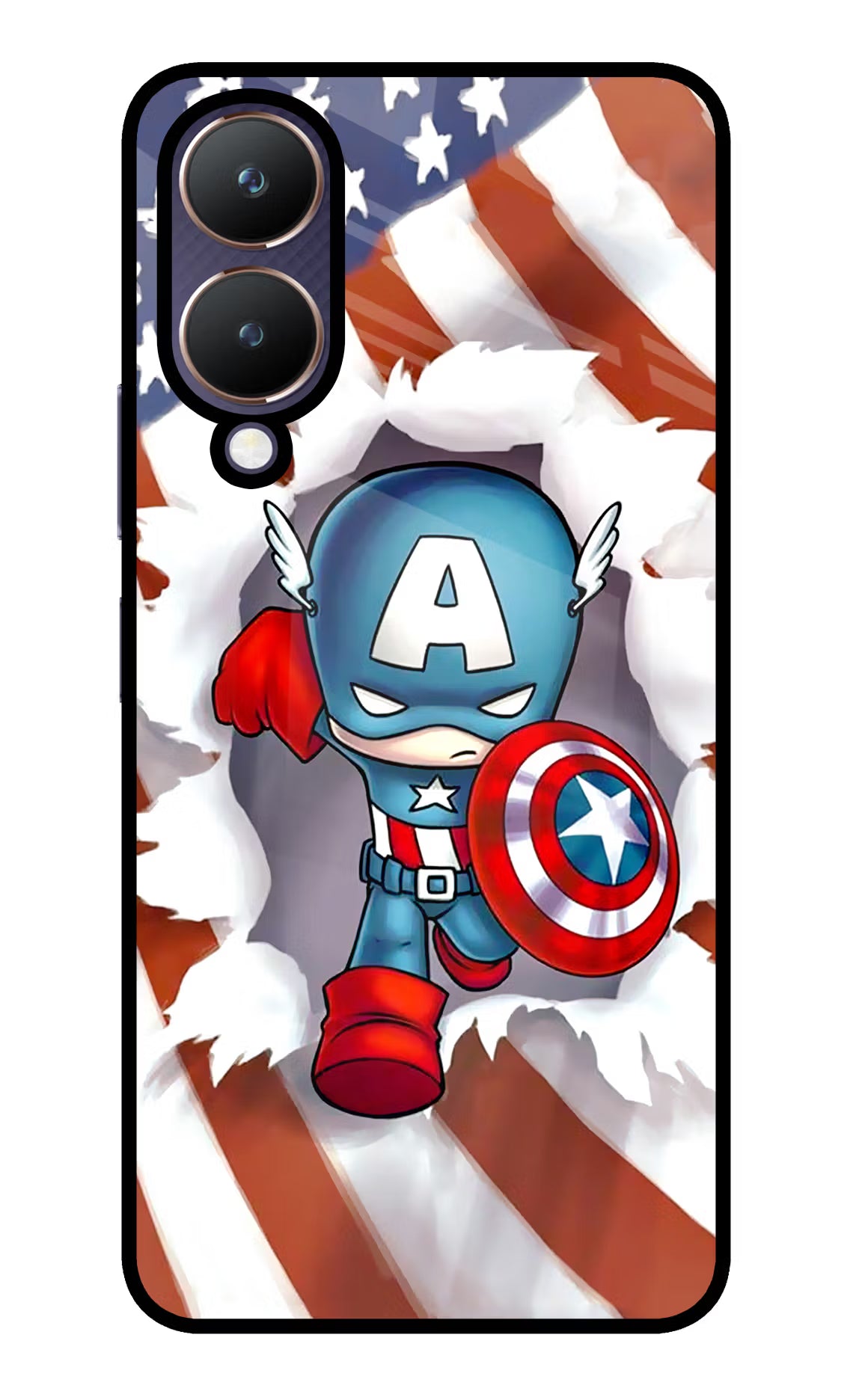 Captain America Vivo Y28 5G Glass Case Back Cover by Casekaro