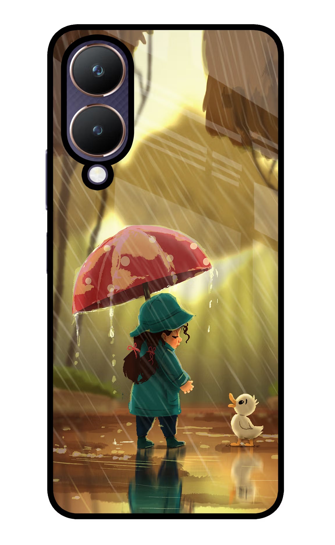 Rainy Day Vivo Y28 5G Glass Case Back Cover by Casekaro