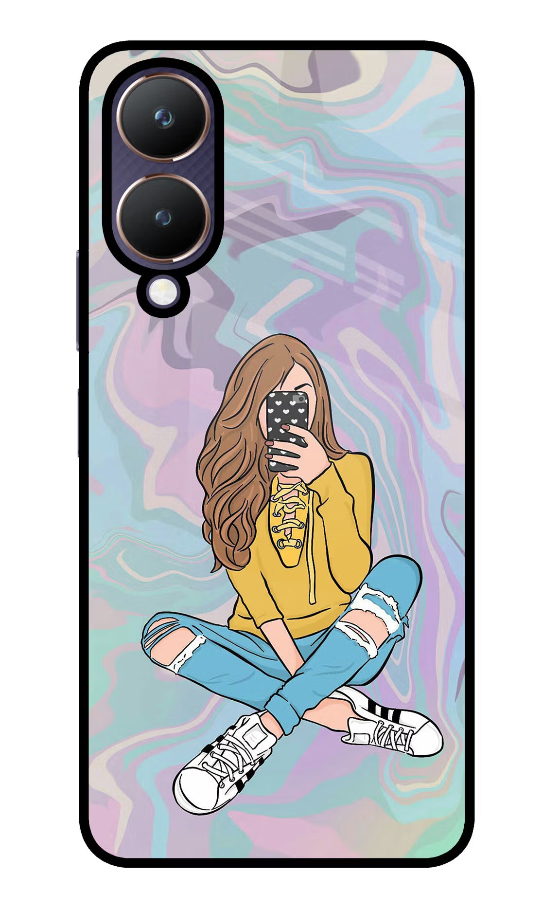 Selfie Girl Vivo Y28 5G Glass Case Back Cover by Casekaro