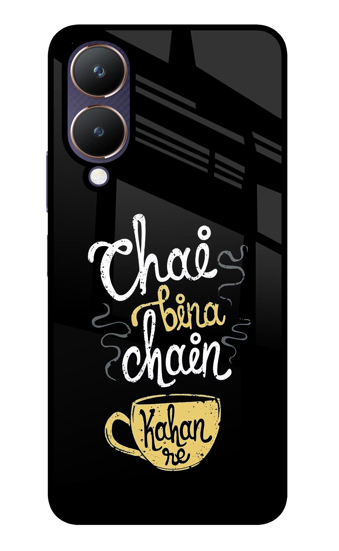 Chai Bina Chain Kaha Re Vivo Y28 5G Glass Case Back Cover by Casekaro