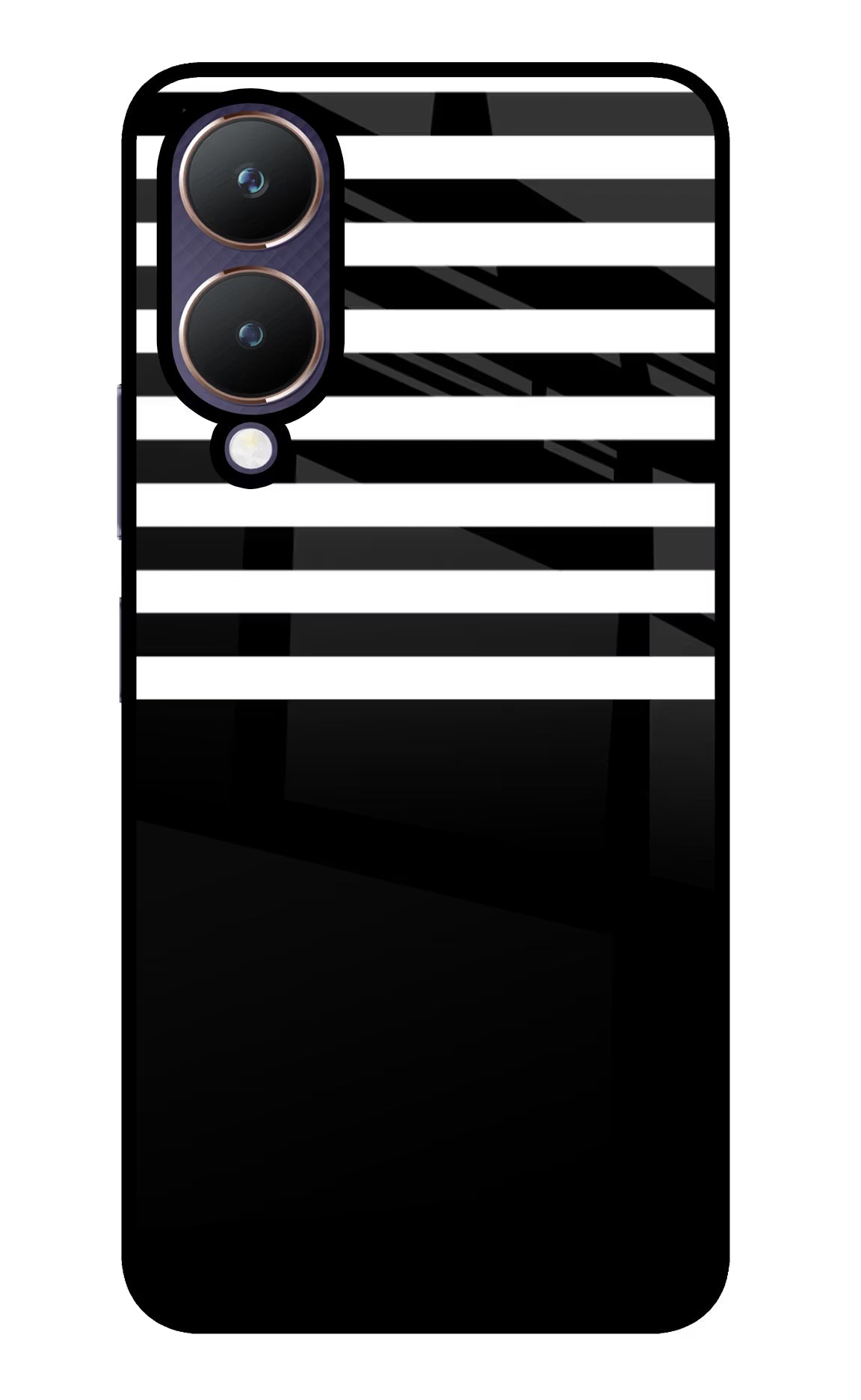 Black and White Print Vivo Y28 5G Glass Case Back Cover by Casekaro
